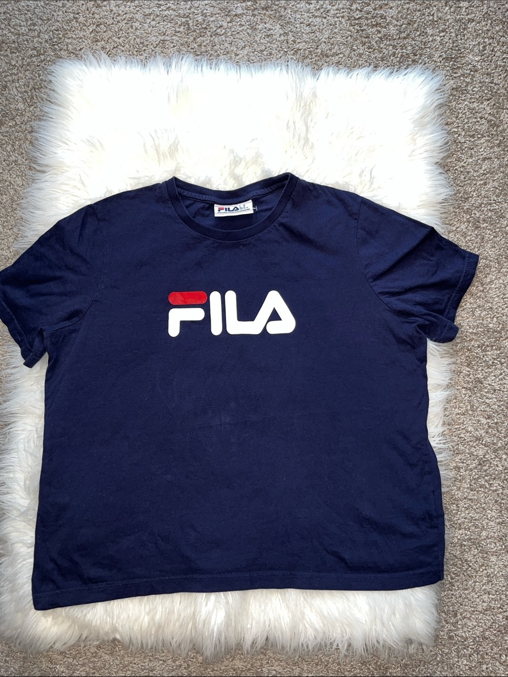 Fila Navy Short-Sleeve Tee with White & Red Logo